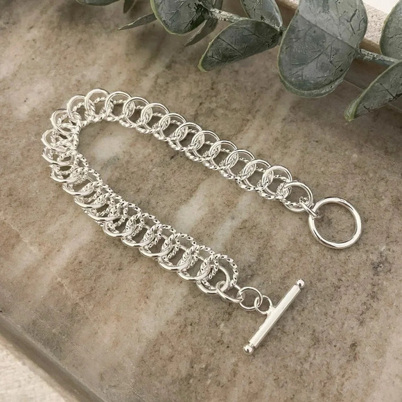 925 Sterling Silver Chunky Chain Link Bracelet Silver Large Link Bracelet - Picture 5 of 6
